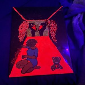 Design with a black light paint red and black